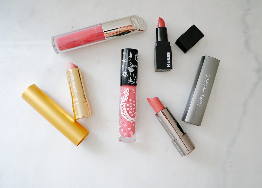 several lipsticks out on counter