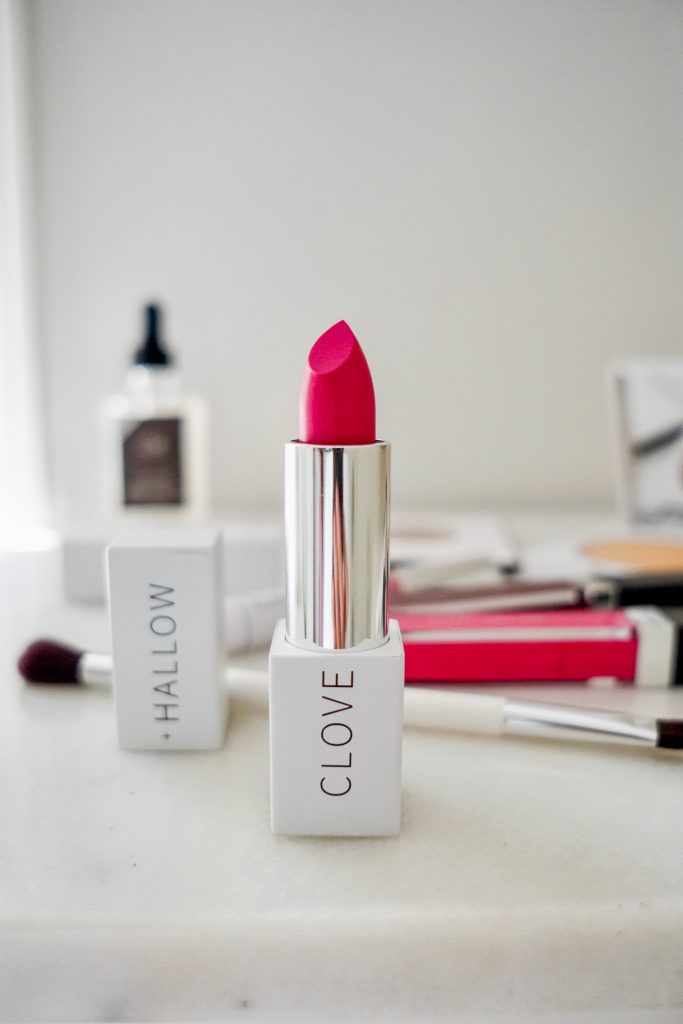 Clove + Hallow lipstick open on counter